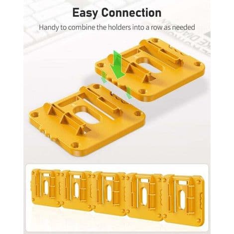 Sett med 5 Dewalt 20V batteriveggfester: Praktisk og solid organisator for sikker oppbevaring.