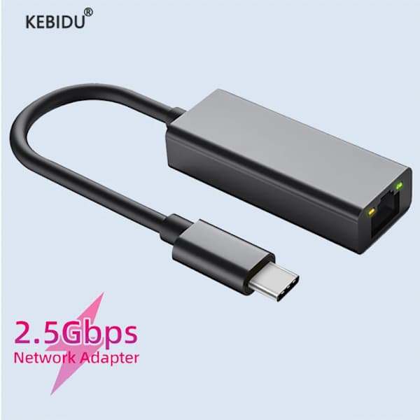 2500Mbps USB C til Ethernet-adapter USB Lan RJ45 netværkskort til bærbar computer Xiaomi Mi Box S Nintendo Switch PC Aluminium Gigabit 2500Mbps USB C