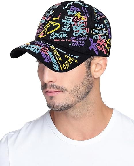 Graffiti Baseball Cap Unisex Baseball Cap Justerbar Bomull Graffiti Doodle Sport Caps for Menn Kvinner