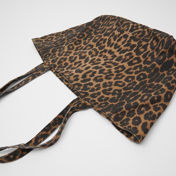 Overdimensionerede skuldertasker med leopardprint til kvinder, deformerbare lærredstasker med stor kapacitet til shopping leopard print