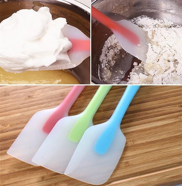 6 Silikonespatler, Stor Gummispatel med Rustfrit Stålkerne, Varmebestandige Non-stick Spatler