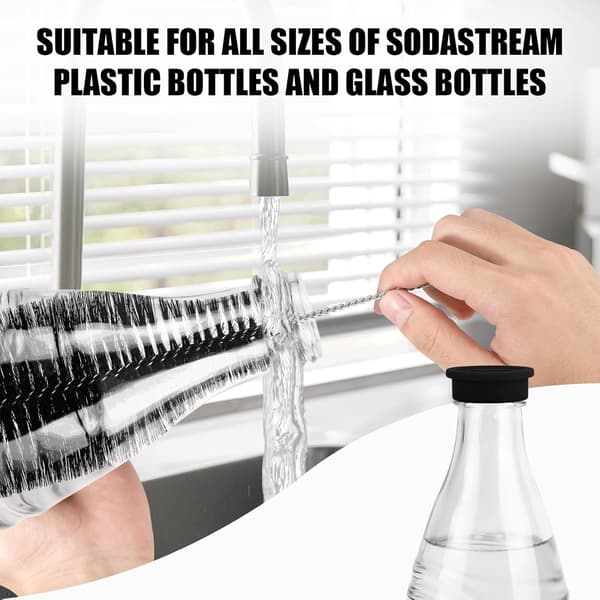 2 kpl pullonpesuharjaa Sodastream-pulloille, soodapullojen puhdistusharja hellävaraisilla ja naarmuttamattomilla harjaksilla, pullonpuhdistin, pullonpesuharja