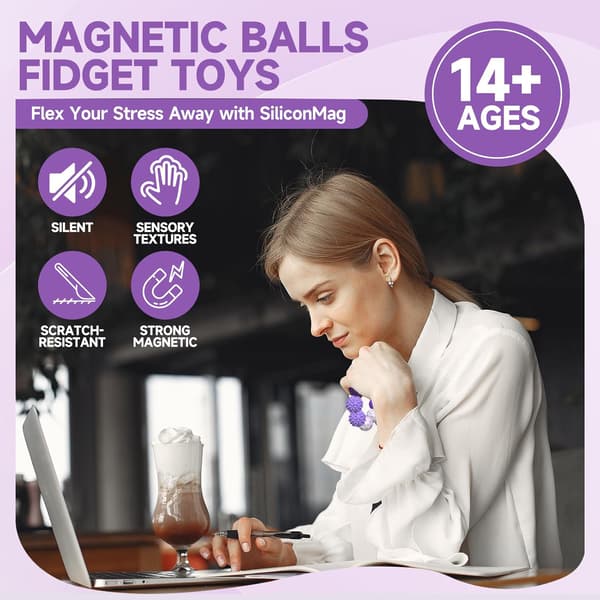 Magnetiska sensoriska bollar för vuxna och tonåringar Twitter-leksaker 8-pack sensoriskt tilltalande stresslindrande bollar med silikonskal.