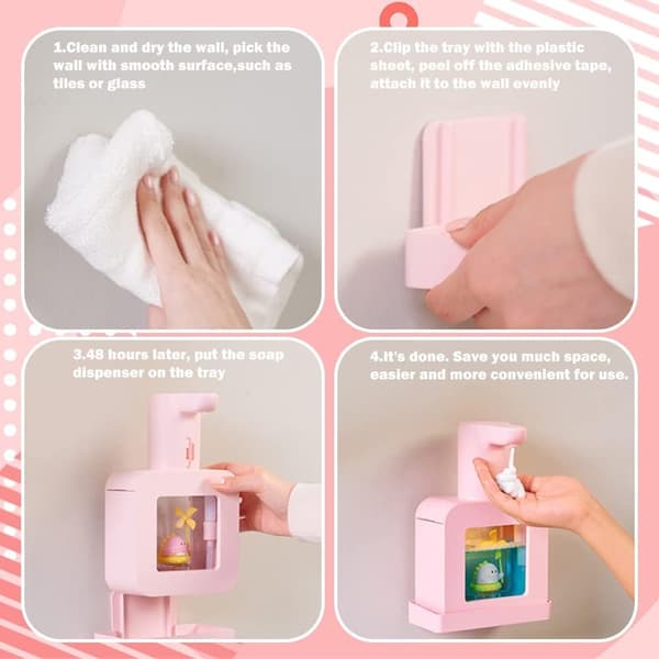 Tegneserie sæbedispenser til børn, genopladelig automatisk sæbedispenser Pink dinosaur