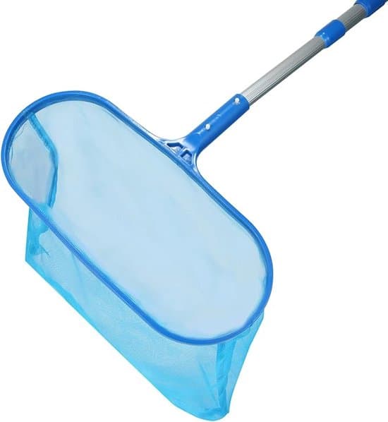 Extra-stor poolhåv finmaskig poolblad- och skräprengörare 41,5 × 17,5 cm blå (stång ingår ej)