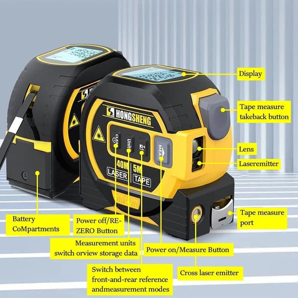 Almighty Ruler 3-i-1 Måttband med LED-display Digitalt Måttband Almighty Tools