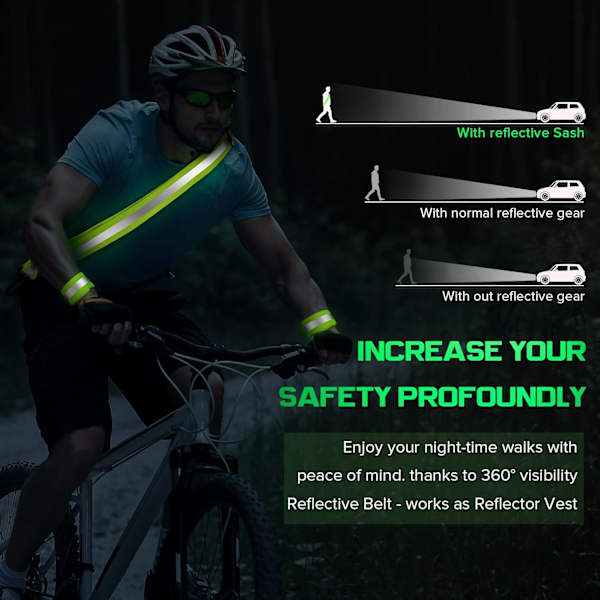 Reflexbälte för nattpromenader, hög synlighet, reflexutrustning för löpning, midjebälte, 2-pack.