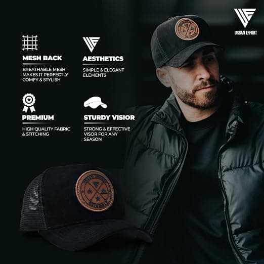 Tucker-hatte til mænd - Mesh-bagsidekasket til kvinder Baseballhat 5-panel-Fantastisk baseball-snapback-lukning sort black