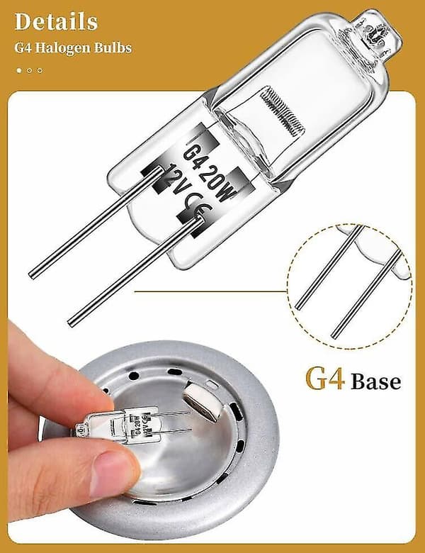 20-pack halogenlampor 2 stift 12v 20w G4-sockel 350lm dimbara halogenlampor för underskåpsbelysning