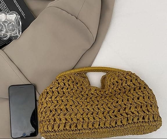 Bohemia Sommar Stråstrandväska Kvinnor Axelväskor Crossbody-väska Rese Hobo Handväskor Aftonclutchväskor