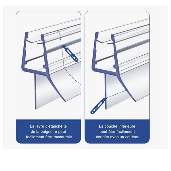 Dusjforsegling 40cm for dusjdørpakninger Dusjrom PVC-forsegling Vanntett beskyttelse for 4-6mm glass 2 stk