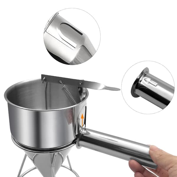 40oz pandekagedejdispenser i rustfrit stål tragtkagedispenser med stativ kraftigt bageværktøj til cupcakevafler kager With lid