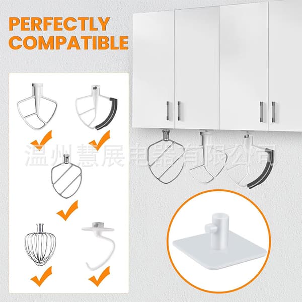 4-pakning stativmikserfesteholdere Matmikser tilbehørskroker kompatible med Kitchenaid alle stativmikserfester for oppbevaring av Flex Edge Beater