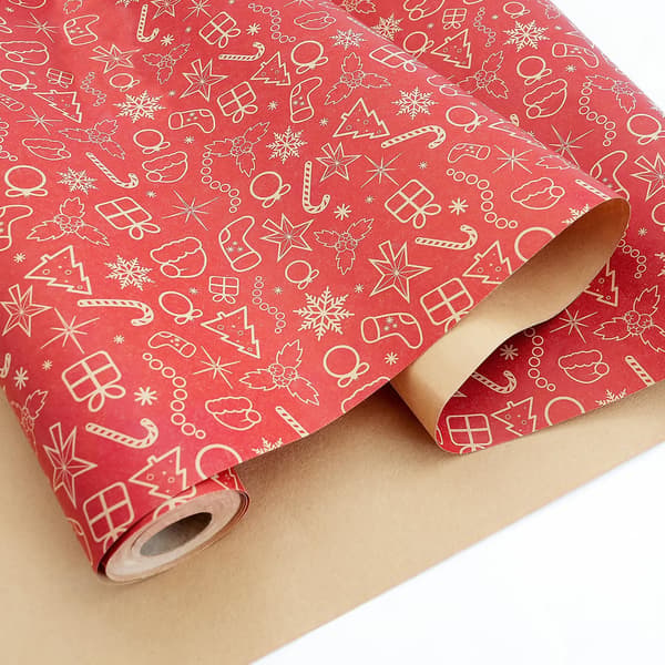 10 ark julklappspapper rulle rött kraftpapper julklappspapper presentpapper snöflingsmönster presentpapper