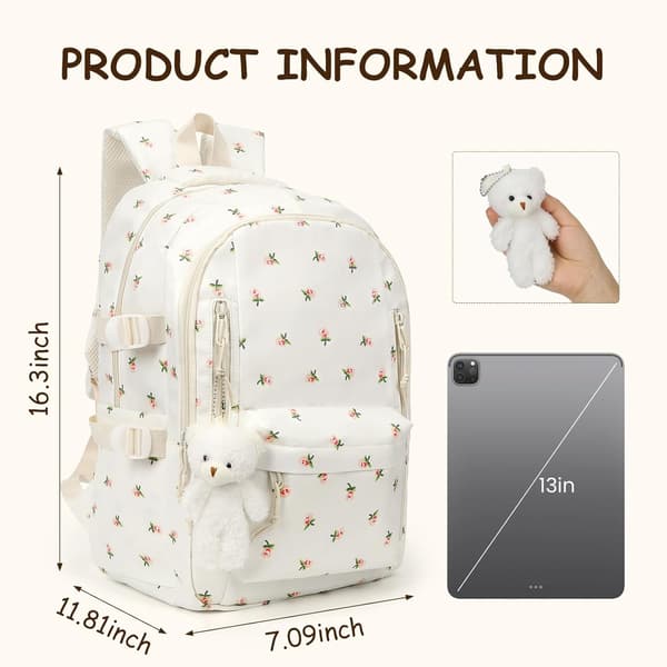 Blomryggsäck - Söt estetisk ryggsäck Kawaii Daypack