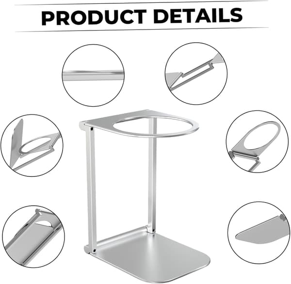 Bærbart foldbart kaffemaskinestativ i aluminium med base, velegnet til espresso, kontor, hjem og camping.