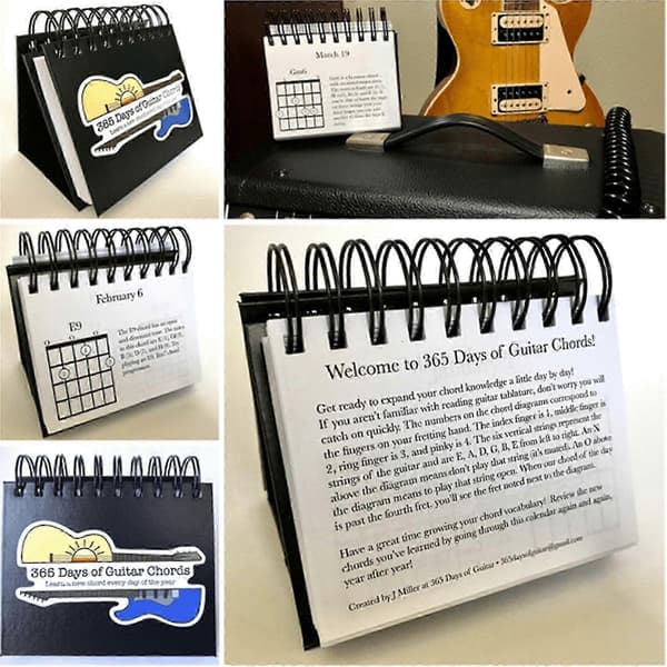 25-26 The Original 365 dagar med gitarrackordkalender - Månatlig skrivbordskalender