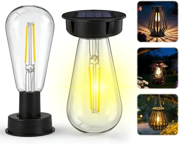 2-pak solcellelampe erstatningshoved vandtæt LED-lampe til udendørs lanterne og haveindretning – 7 cm diameter sort