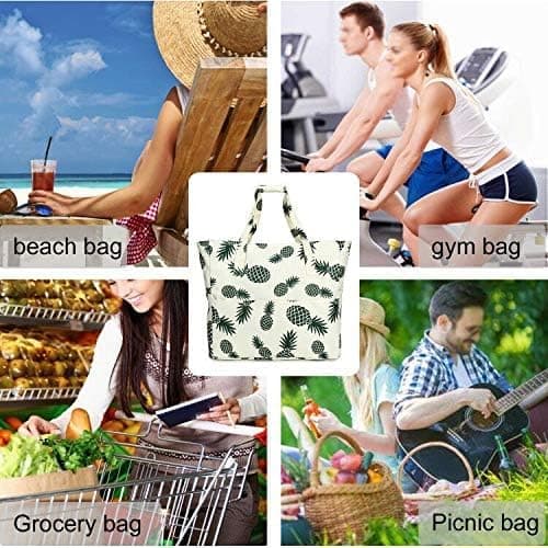 Stor strandveske for kvinner Vanntett og sandsikker totebag med glidelås