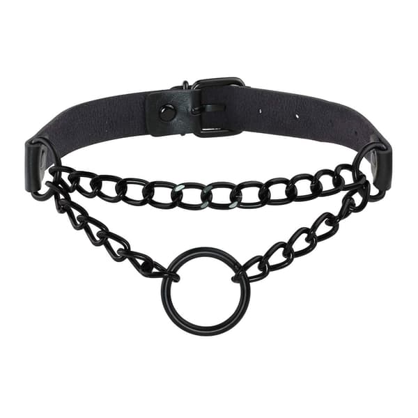 PU læderhalskæde Punk Goth Emo Cirkelkædehalskæde Chokerhalskæde til kvinder mænd justerbar