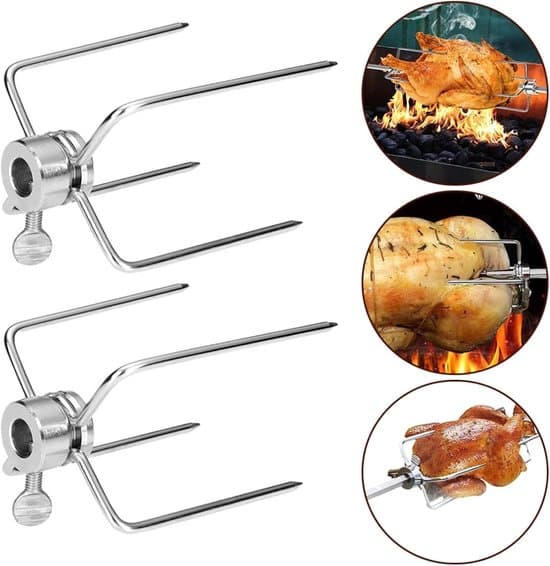 Sett med 2 grillgafler i rustfritt stål med låseskrue