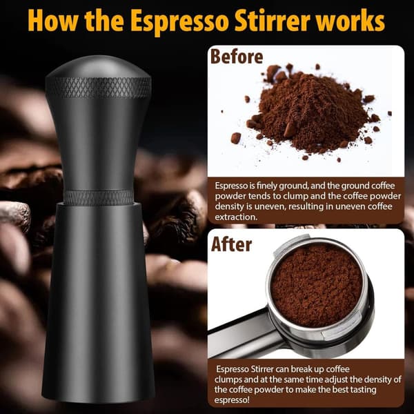 Kaffedistributør i legering med stativ, 0,3 mm tyk rustfri stål, 7 nåle, espressoudstyr
