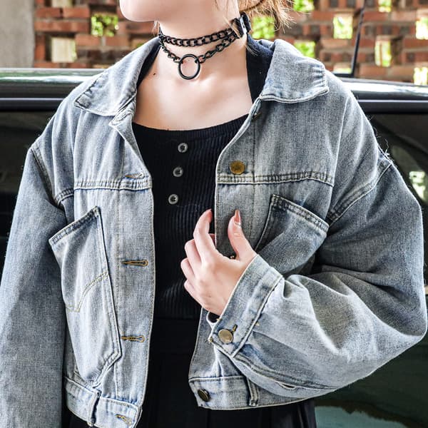 PU læderhalskæde Punk Goth Emo Cirkelkædehalskæde Chokerhalskæde til kvinder mænd justerbar