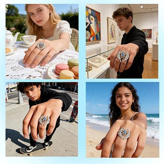 Unisex Kærlighedsring - Justerbare Englevinge Smykkeringe Perfekt til Par Venner & Gaver