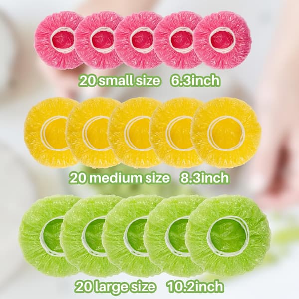60 st återanvändbara skålskydd - plastskålskydd elastiska färskhållningspåsar återanvändbara plaststräckbara elastiska matförvaringsskydd surdegsbakning
