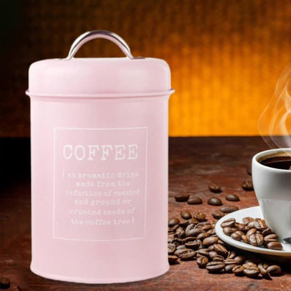 Kaffebeholder Slikkrukke Chokoladekrukke Tørfoder Lufttæt Låg 1,2l Snacks Slik Organizer Køkkenbeholder Til Skabshylde Lyserød Light pink