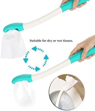 Toalett selv-tørkehjelp med lang rekkevidde tørker og papirholder for eldre