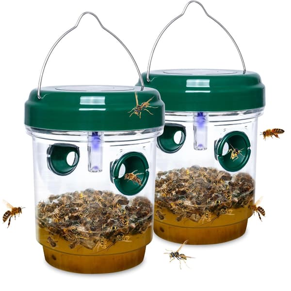 2 st Getingfällor Utomhus Hängande Getingfällor Snickarbigfällor för Utomhusbruk Bålgetingfällor Insektsflugor Getingdödare Green