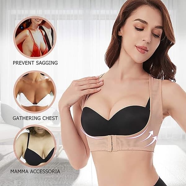 3 stk. Bryststøtte til kvinder, Posture Corrector Rygstøtte BH Shaper, X-Strop Vest Shapewear Toppe Beige S