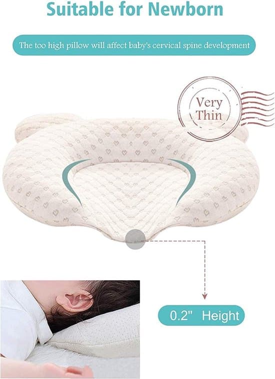 Bærbar babypude Justerbar Ergonomisk Nyfødtpude Blød Åndbar og Vaskbar Hjerteformet Pude til Komfortabel Søvn