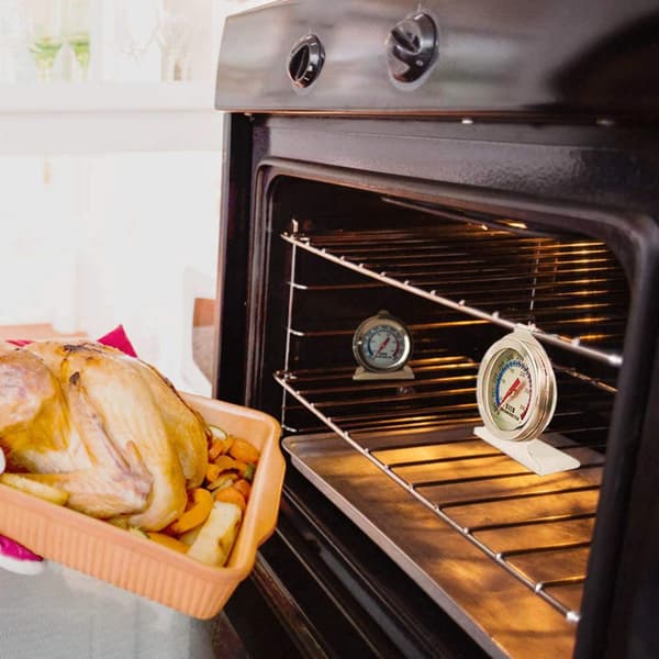 2-pak stort ovntermometer med dobbelt skala 50-300°C/100-600°F grilltermometer med krog og stativ til BBQ-bagning i rustfrit stål