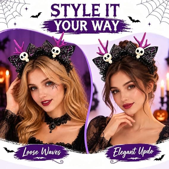Halloween heksehatt-hårbøyler (lilla)
