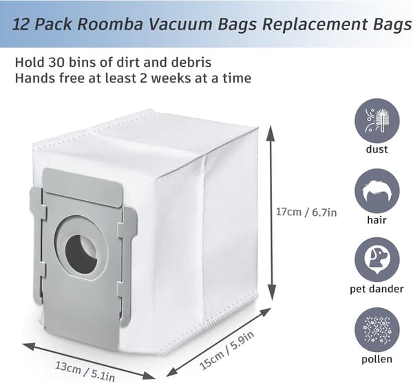 12 kpl vaihtopölypusseja kaikkiin iRobot Clean Base -malleihin