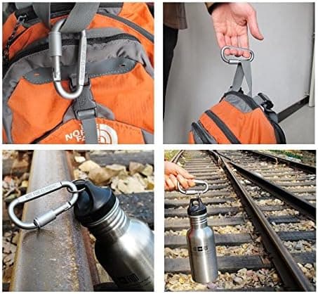 Premium D-ring karbinhakar i aluminium (6-pack) - Lätta och hållbara för vandring, camping, nyckelringar, hundkoppel och mer - EJ för klättring