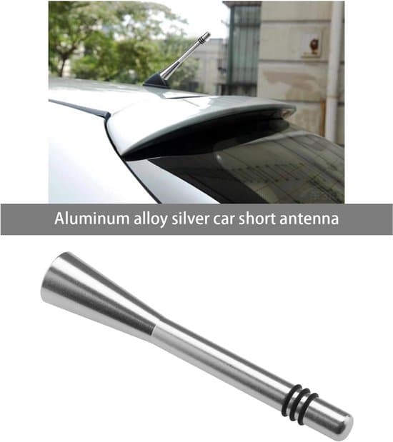 Bilantenne - Kort Mast - Radiomottak - Aluminiumslegering - 80 mm Lengde - Sølv