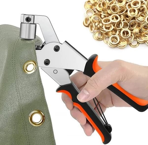 Manuell öljetttång Läder Tyger Presenningar Öljetttångssats med 300 st diameter 10 mm öljetter