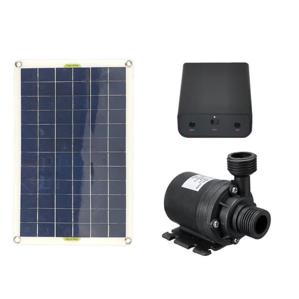 Solvattenpump KIT: DC Borstlös Dränkbar Vattenpump med 50W Solpanel för Solfontän Fiskdamm och Akvarium