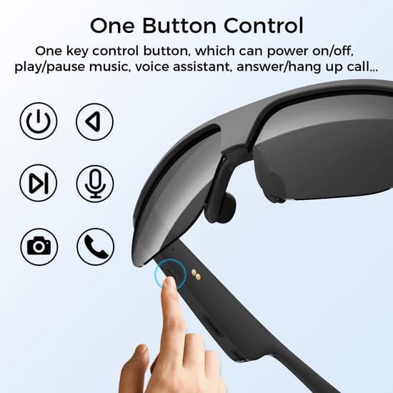 Smarte Bluetooth-solbriller - Smarte briller - Audiobriller med mikrofon og stemmeassistent - Trådløse solbriller til opkald og musik