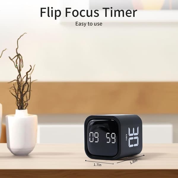 Produktivitetstimerterning Flip Gravity Sensor Nedtællings- og Optællingstimer med Lyd, Vibration og Lydløs Tilstand, Brugerdefineret Timing til Arbejde, Studie og Madlavning