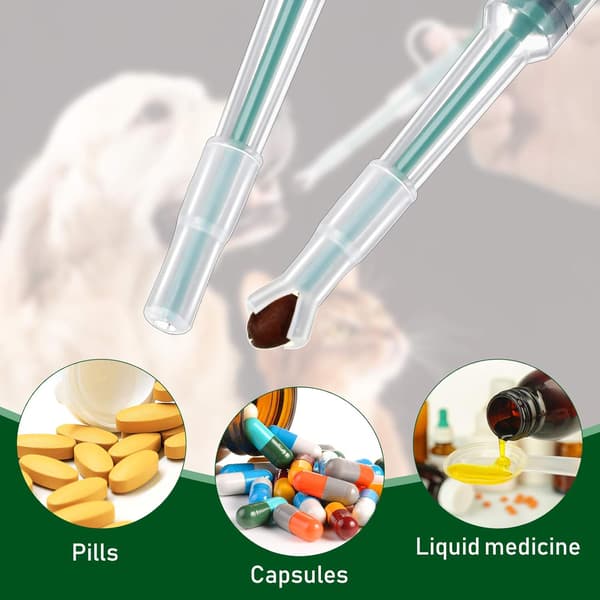 2 stk. kæledyrspille-popper til små kattehunde Kæledyrspille-blødspids-tabletsprøjte-skubber Dyremedicinfoder til fodringstilbehør (grøn)
