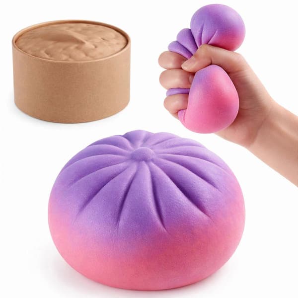 Fargerik Dumpling Stressavlastningsball Fingerleke Klemdeigball Stressavlastning Hånd Egnet for oppmerksomhetsunderskudd Lilla-til-rosa gradient