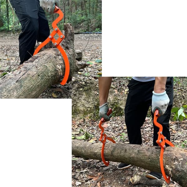 Tømmerklo med trehåndtak, 2 klør, sklisikkert grep, for løfting, håndtering, draging og bæring av tømmer (30 cm)