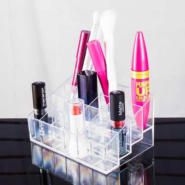 Gennemsigtig kosmetisk makeup-organizer til læbestiftbørster, flasker og mere - Klar etui displayholder