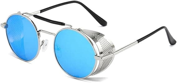 Runda polariserade solglasögon med steampunk-stil metallbåge glasögon för unisex