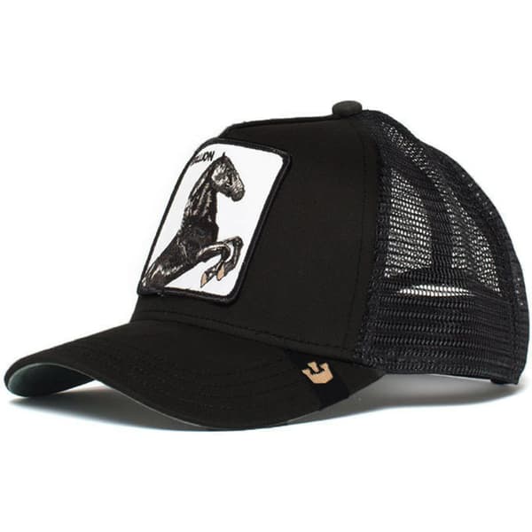Fiskenetkasket med broderet dyredesign Black Stallion