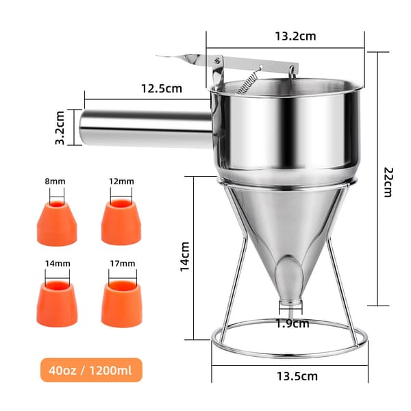 40oz pandekagedejdispenser i rustfrit stål tragtkagedispenser med stativ kraftigt bageværktøj til cupcakevafler kager With lid